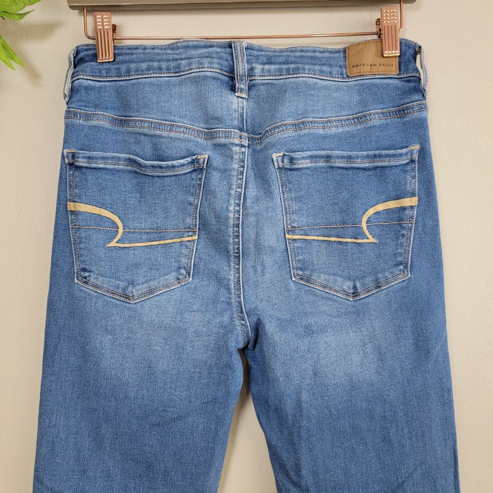 AE 8 American Eagle Skinny Jeans Hi Rise Jegging Medium Blue Wash Stretch - Picture 7 of 10